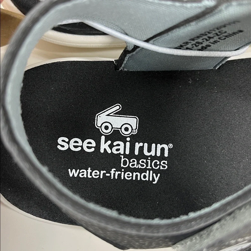 NWT See Kai Run Jaylen Black Dual Strap Water Friendly Sandals Size 12